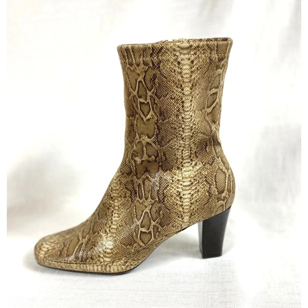 Aerosoles Blue Gene Stretch Mid-Calf Boot Women's Size 6.5M Brown Snake Pattern - Picture 7 of 15
